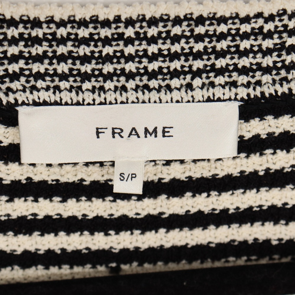 FRAME The Court Striped Cotton-Blend Cardigan Women's Size S Black White Sweater - Picture 5 of 8